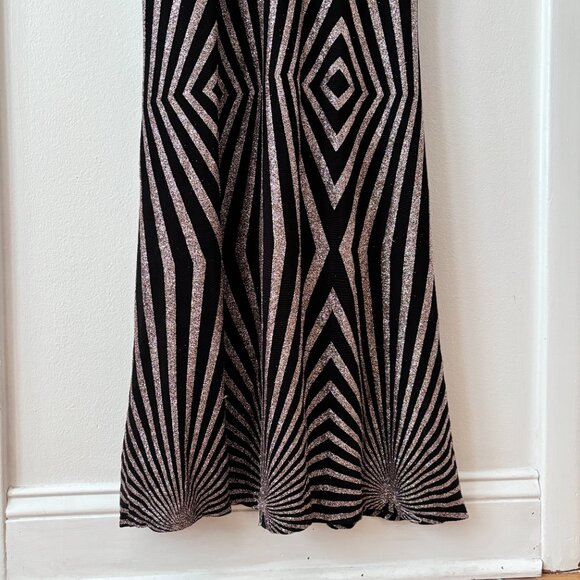 Betsy & Adam Long Sleeve Geo Slinky Glitter Maxi Dress - Picture 6 of 9